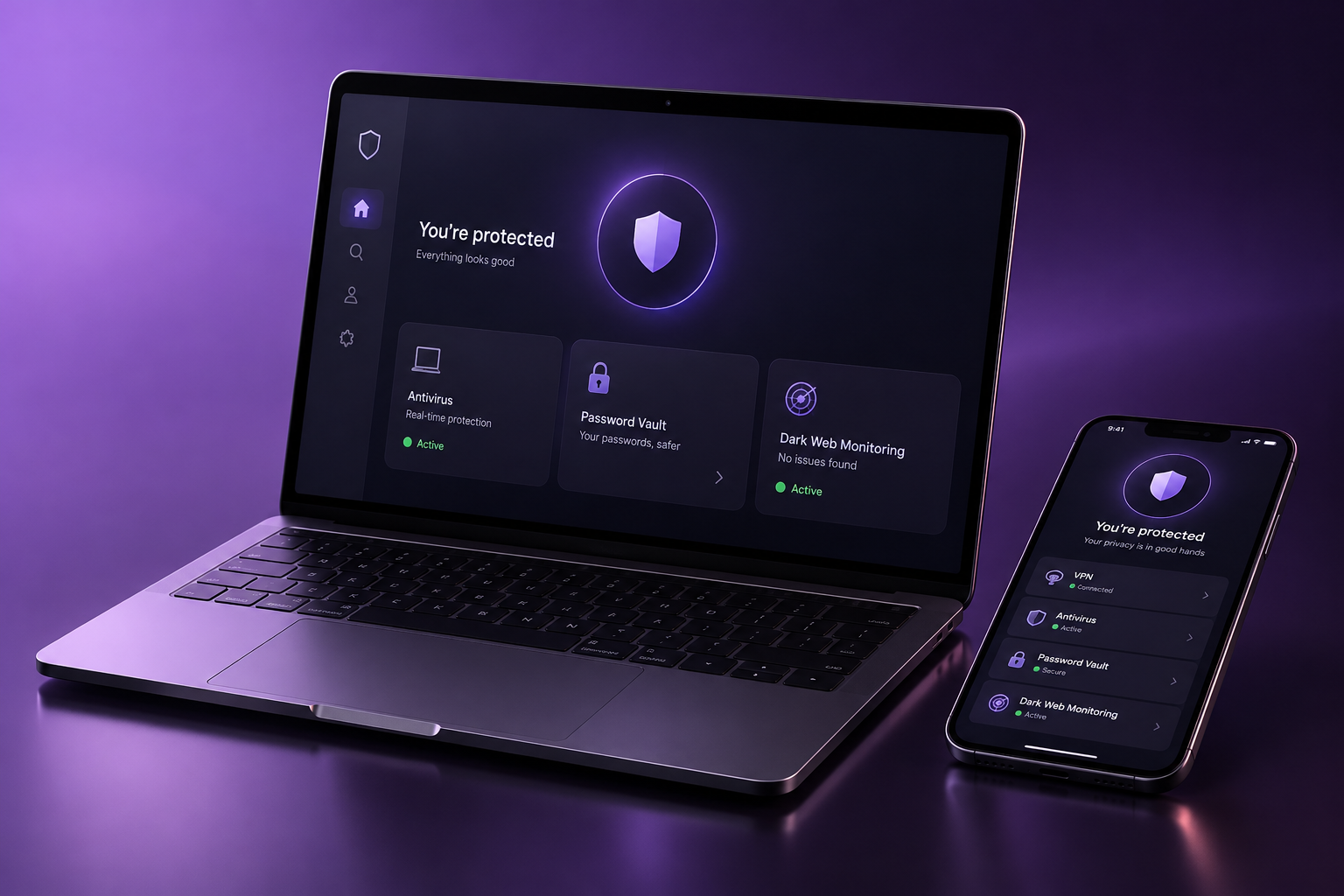 Lightning Antivirus Ultimate app interface across devices